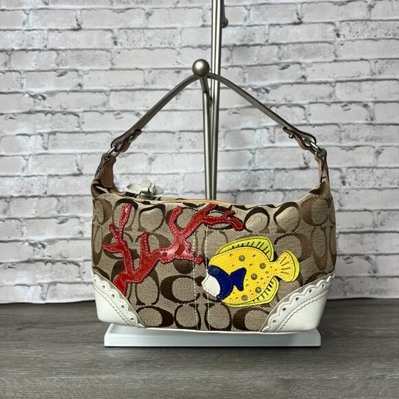 Rare Vintage Y2k Coach Pochette Sea Applique Hand Bag - Picture 2 of 7